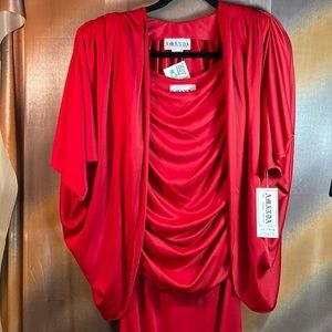 Vintage 70’s red disco 2‎ piece dress with open back jacket 36 ” chest 116